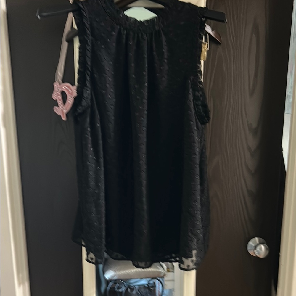 Torrid Black Sequin Ruffled Sleeveless Blouse